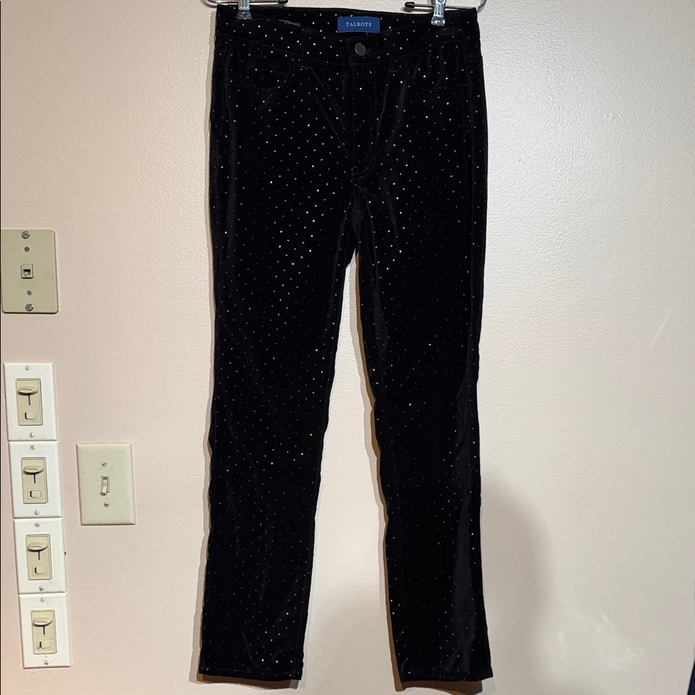 Talbots Black Velvet Pants with gold Accents